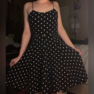 Black Polka Dot Mid Thigh Dress